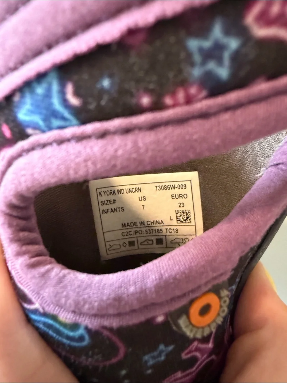 Bogs Kids Black and Purple Neoprene Rain Boots with Space Print